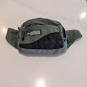 REI Hiking Waist Pack Gray Green Nylon Mesh Accents Adjustable Size Zip